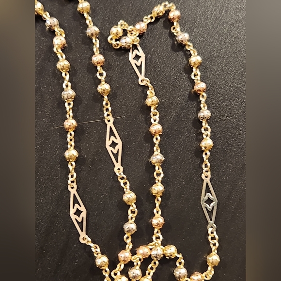 Solid 14K Yellow Gold Beaded Rosary Necklace weighs 12.56 Grams Brand new - Picture 13 of 16